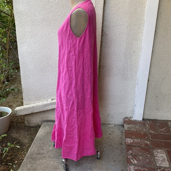 Terzo Millennio 100% linen stunning tiered pink dress. Made in Italy. - Picture 5 of 13